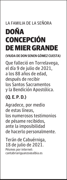 DOÑA CONCEPCIÓN DE MIER GRANDE