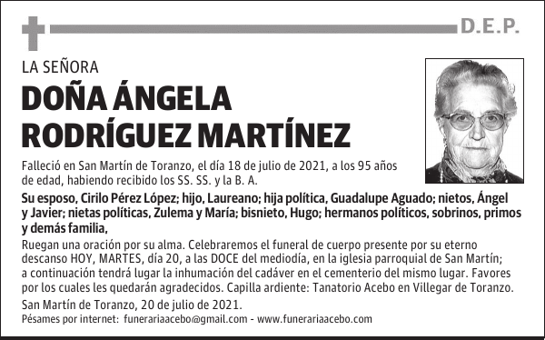 DOÑA ÁNGELA RODRÍGUEZ MARTÍNEZ