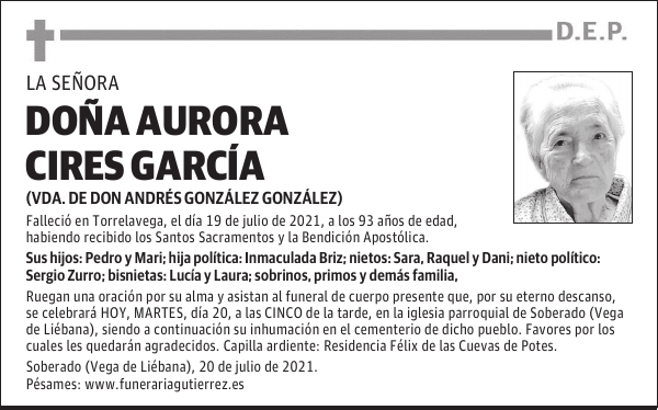 DOÑA AURORA CIRES GARCÍA