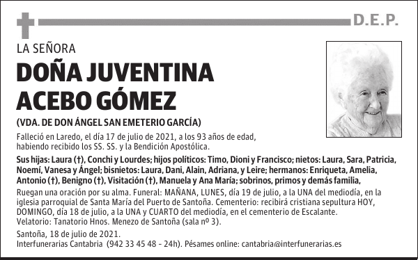 DOÑA JUVENTINA ACEBO GÓMEZ