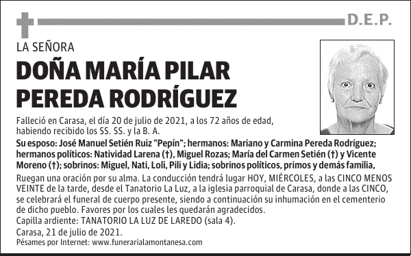 DOÑA MARÍA PILAR PEREDA RODRÍGUEZ