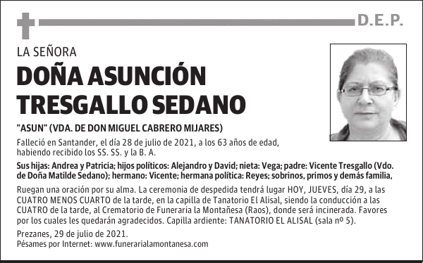 DOÑA ASUNCIÓN TRESGALLO SEDANO