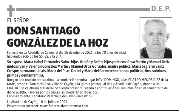 DON SANTIAGO GONZÁLEZ DE LA HOZ