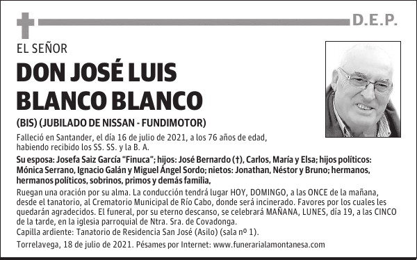 DON JOSÉ LUIS BLANCO BLANCO