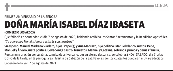 DOÑA MARÍA ISABEL DÍAZ IBASETA