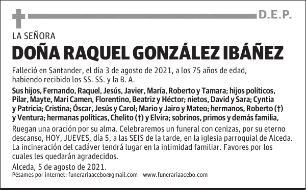 DOÑA RAQUEL GONZÁLEZ IBÁÑEZ