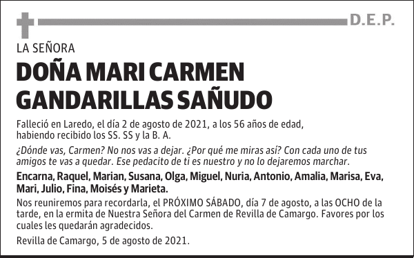 DOÑA MARI CARMEN GANDARILLAS SAÑUDO
