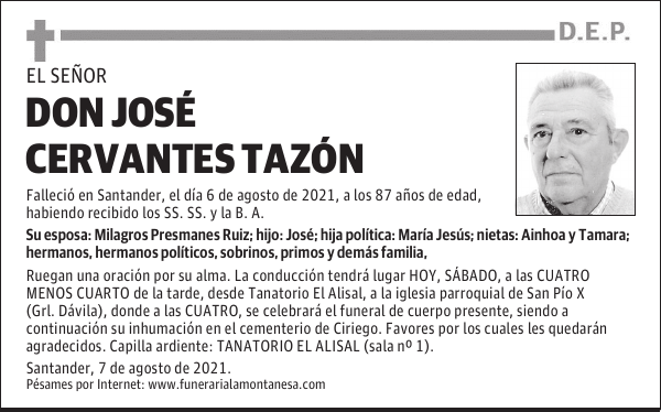 DON JOSÉ CERVANTES TAZÓN