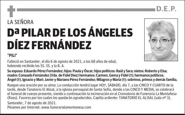 DOÑA PILAR DE LOS ÁNGELES DÍEZ FERNÁNDEZ