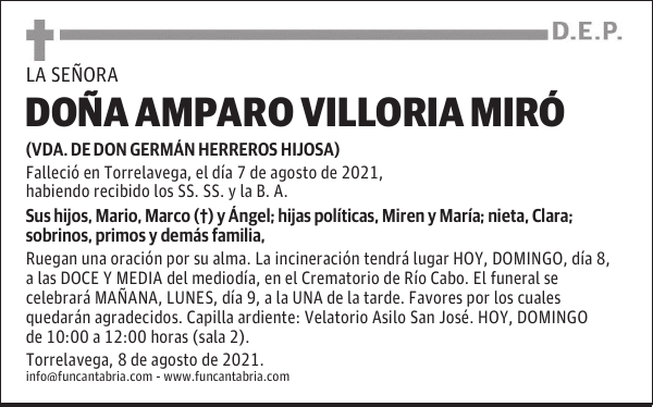 DOÑA AMPARO VILLORIA MIRÓ