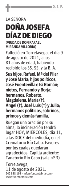 DOÑA JOSEFA DÍAZ DE DIEGO