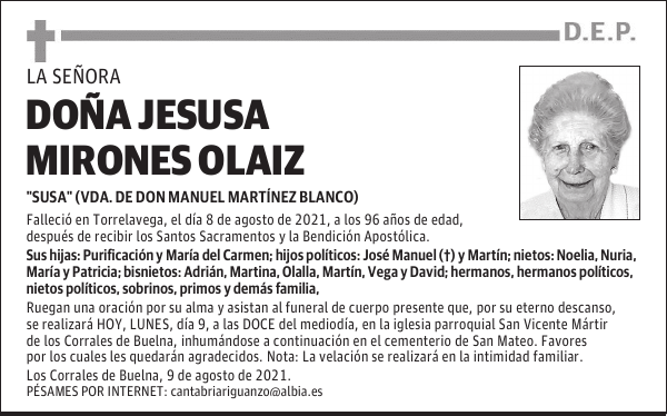DOÑA JESUSA MIRONES OLAIZ