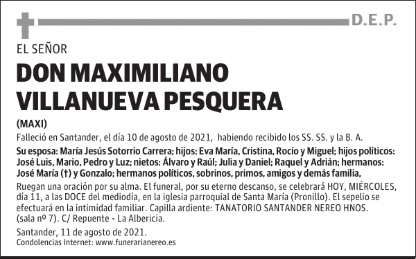 DON MAXIMILIANO VILLANUEVA PESQUERA