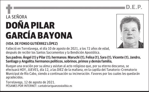 DOÑA PILAR GARCÍA BAYONA