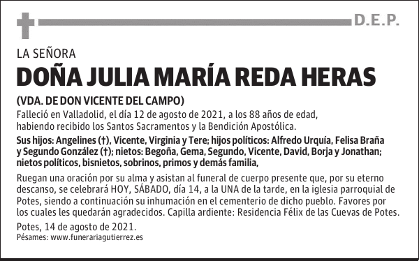 DOÑA JULIA MARÍA REDA HERAS