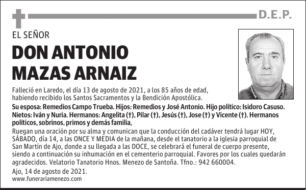 DON ANTONIO MAZAS ARNAIZ