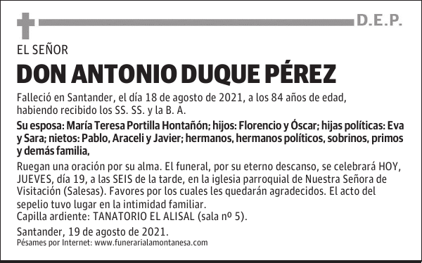 DON ANTONIO DUQUE PÉREZ