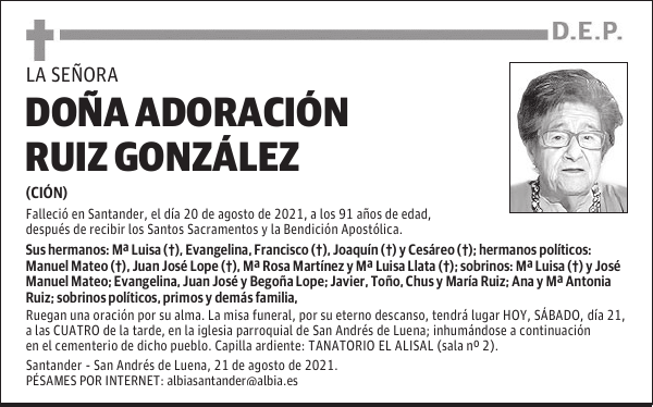 DOÑA ADORACIÓN RUIZ GONZÁLEZ
