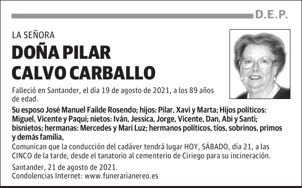 DOÑA PILAR CALVO CARBALLO