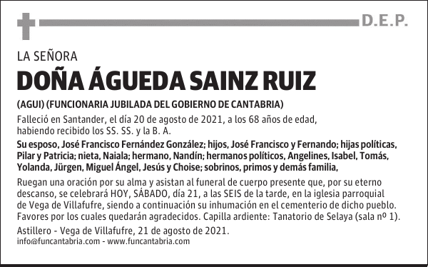 DOÑA ÁGUEDA SAINZ RUIZ
