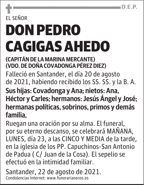 DON PEDRO CAGIGAS AHEDO