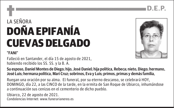 DOÑA EPIFANÍA CUEVAS DELGADO