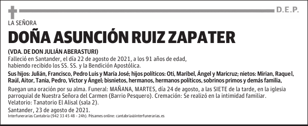 DOÑA ASUNCIÓN RUIZ ZAPATER