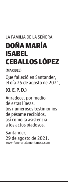 DOÑA MARÍA ISABEL CEBALLOS LÓPEZ