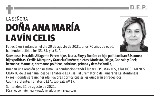 DOÑA ANA MARÍA LAVÍN CELIS