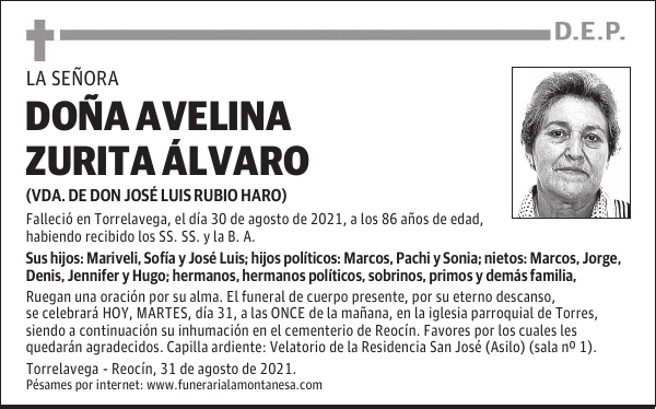 DOÑA AVELINA ZURITA ÁLVARO