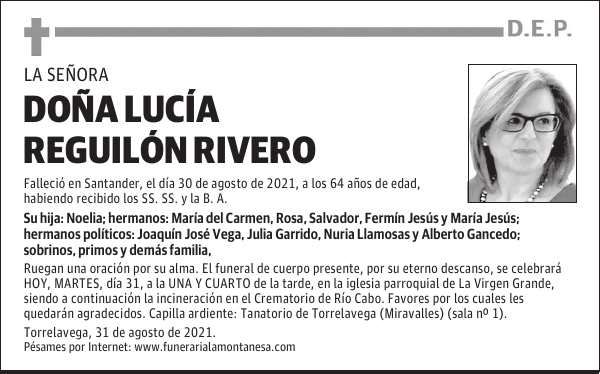 DOÑA LUCÍA REGUILÓN RIVERO