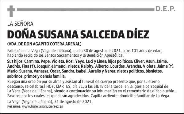 DOÑA SUSANA SALCEDA DÍEZ