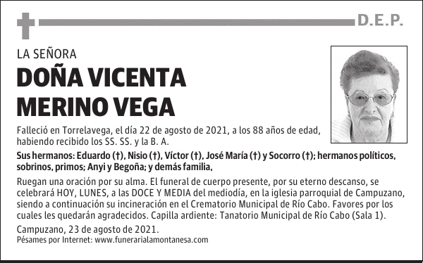 DOÑA VICENTA MERINO VEGA