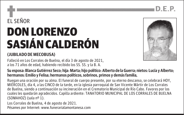 DON LORENZO SASIÁN CALDERÓN
