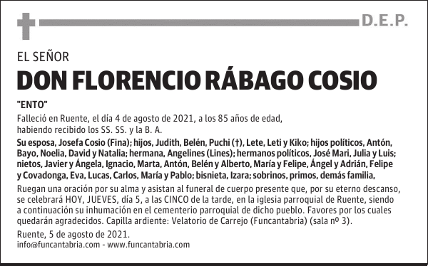 DON FLORENCIO RÁBAGO COSIO
