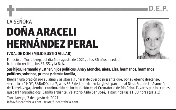 DOÑA ARACELI HERNÁNDEZ PERAL
