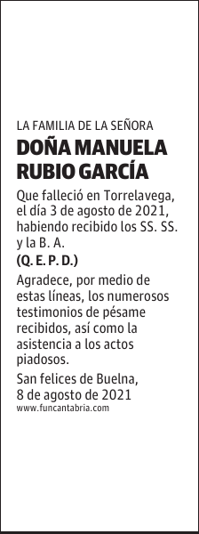 DOÑA MANUELA RUBIO GARCÍA