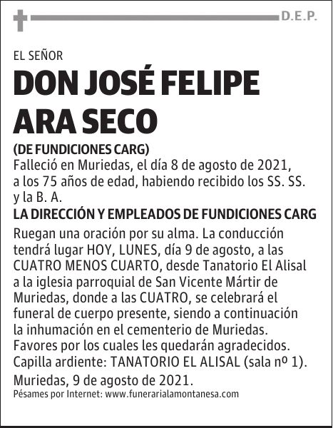 DON JOSÉ FELIPE ARA SECO