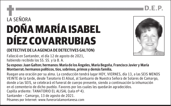 DOÑA MARÍA ISABEL DÍEZ COVARRUBIAS