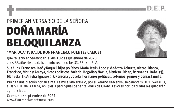 DOÑA MARÍA BELOQUI LANZA