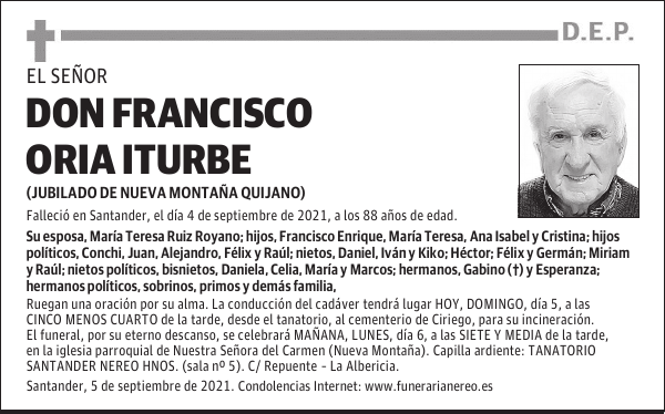 DON FRANCISCO ORIA ITURBE