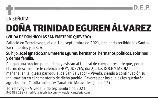 DOÑA TRINIDAD EGUREN ÁLVAREZ