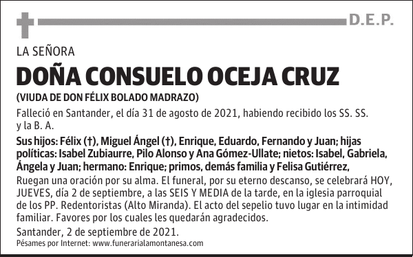 DOÑA CONSUELO OCEJA CRUZ