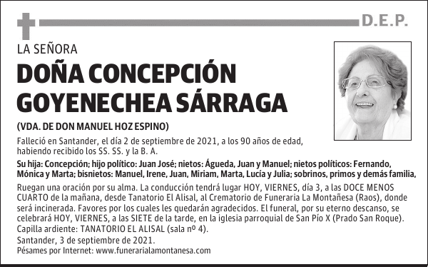 DOÑA CONCEPCIÓN GOYENECHEA SÁRRAGA