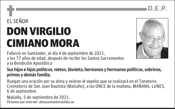 DON VIRGILIO CIMIANO MORA