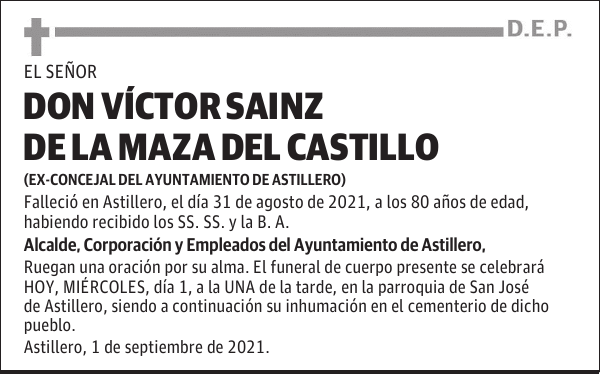 DON VÍCTOR SAINZ DE LA MAZA DEL CASTILLO