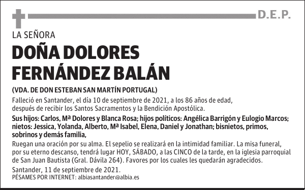 DOÑA DOLORES FERNÁNDEZ BALÁN