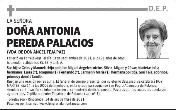 DOÑA ANTONIA PEREDA PALACIOS
