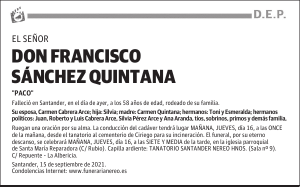 DON FRANCISCO SÁNCHEZ QUINTANA