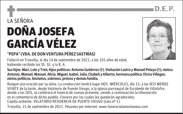 DOÑA JOSEFA GARCÍA VÉLEZ